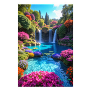 Foto Arte de paisaje de sueños con cascada tropical col