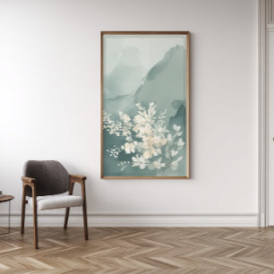 Foto Arte de pared abstracto en verde salvia Japandi