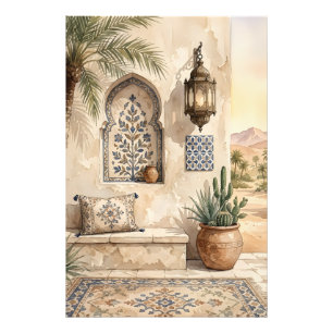 Foto Arte de pared acuarela boho oasis del desierto mar