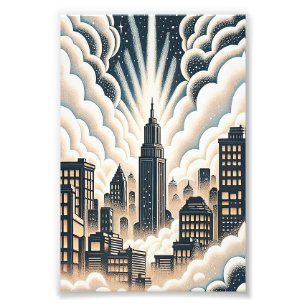 Foto Arte de pared de cielo urbano Moody Noir