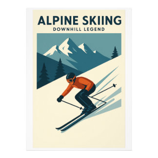 Foto Arte de pared de esquí alpino retro – Leyenda del 