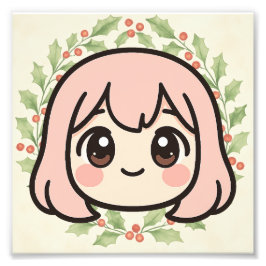 Foto Arte de pared de madera de chica anime Kawaii lind