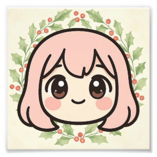 Foto Arte de pared de madera de chica anime Kawaii lind