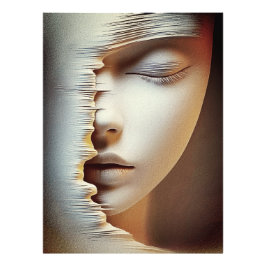 Foto Arte de Pared de Rostro Femenino Abstracto – Textu