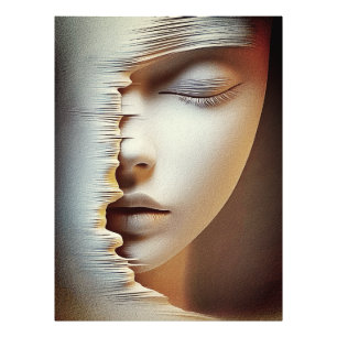 Foto Arte de Pared de Rostro Femenino Abstracto – Textu