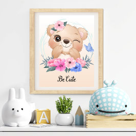 Foto Arte de pared para guardería de animales Be Cute