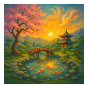 Foto Arte de Pared Sunset en el jardín Zen japonés