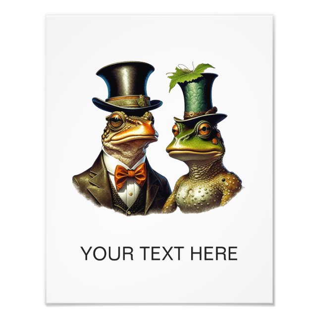 Foto Arte de pareja de ranas victorianas lindas y vinta (Frente)