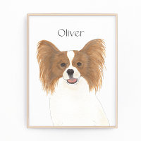 Arte de perros del Papilón blanco y rojo personali
