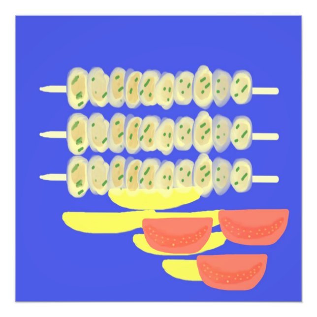 Foto arte de pintar comida griega souvlaki (Frente)