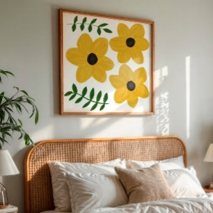 Foto Arte de pintura gráfica de flores modernas amarill