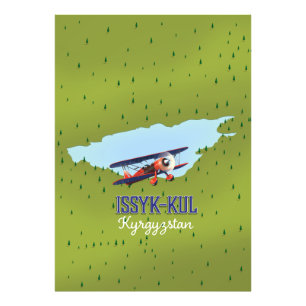 Foto Arte de póster de viaje del lago Issyk-Kul Kirguis