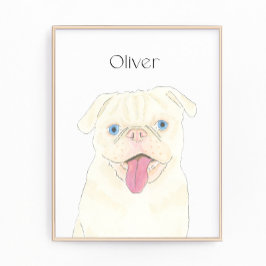 Foto Arte de pug blanco personalizado