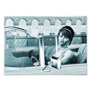 Foto Arte de retrato de mujer glamour azul vintage