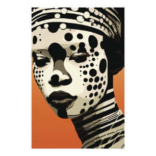 Foto Arte de retrato de mujer tribal monocromo