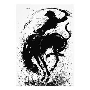 Foto Arte de silueta de rodeo de vaquero dinámico