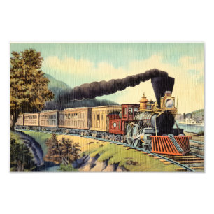 Foto Arte de tren de vapor vintage colorido, postal Vs 