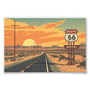 Foto Arte de viaje de la ruta 66 puesta de sol vintage