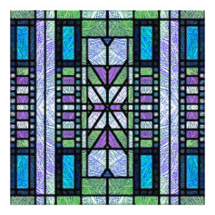 Foto Arte de Vidrio Pintado Art Déco en Azul y Púrpura