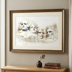 Foto Arte en Acuarela del Monte Rushmore Presidencial