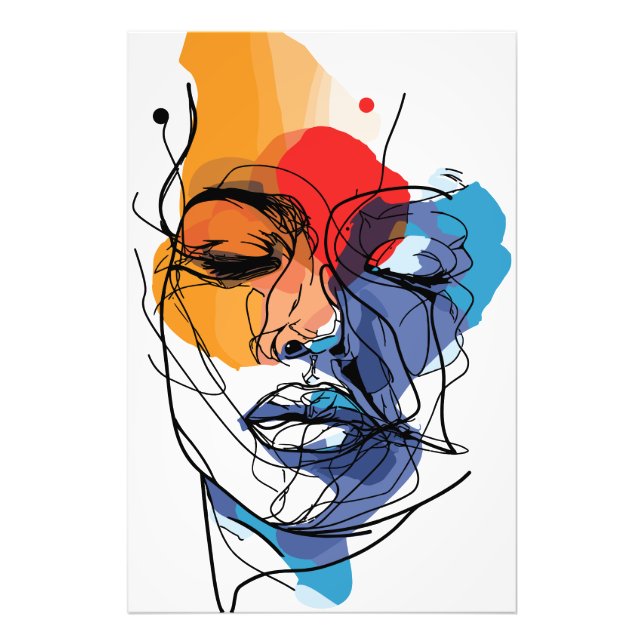 Foto Arte Facial de Línea Fluida Abstracta (Frente)