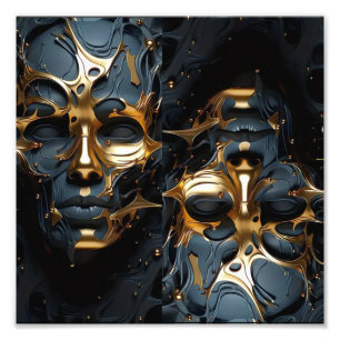 Foto Arte facial futurista de oro y negro