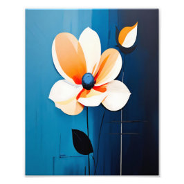 Foto Arte floral contemporáneo azul y Naranja