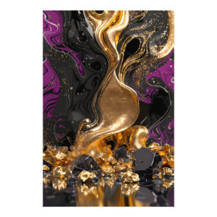 Foto Arte Fluido de Obsidiana y Oro de Lujo - Abstracto