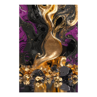 Foto Arte Fluido de Obsidiana y Oro de Lujo - Abstracto