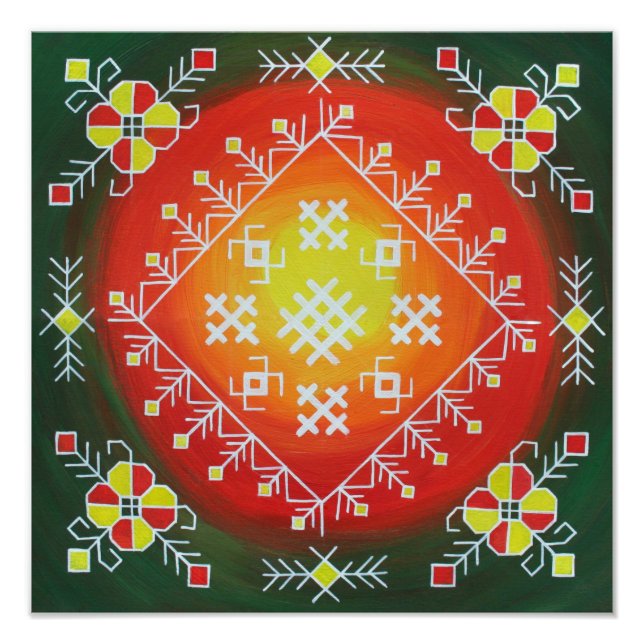 Foto Arte folklórico tradicional de Letonia con símbolo (Frente)