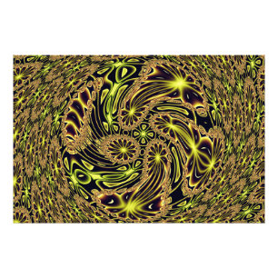 Foto Arte fractal abstracto de baile feliz neón dorado