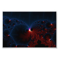 Arte fractal de celdas azules rojas