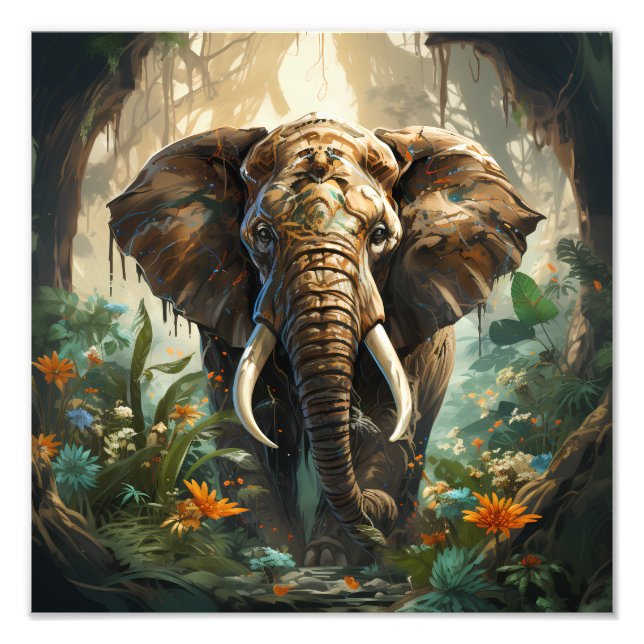 Foto Arte inspirado fantasía vida salvaje elefante (Frente)