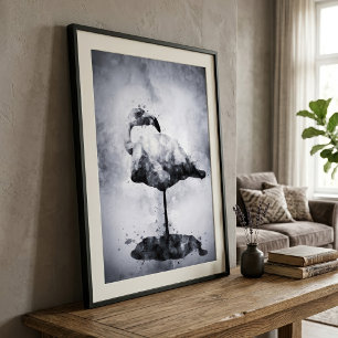 Foto Arte moderno de acuarela en negro y blanco de flam