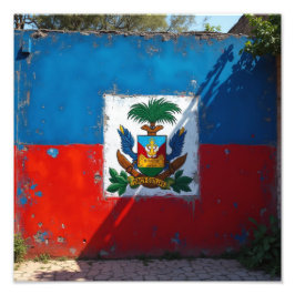 Foto arte mural de la bandera haitiana rojo y azul