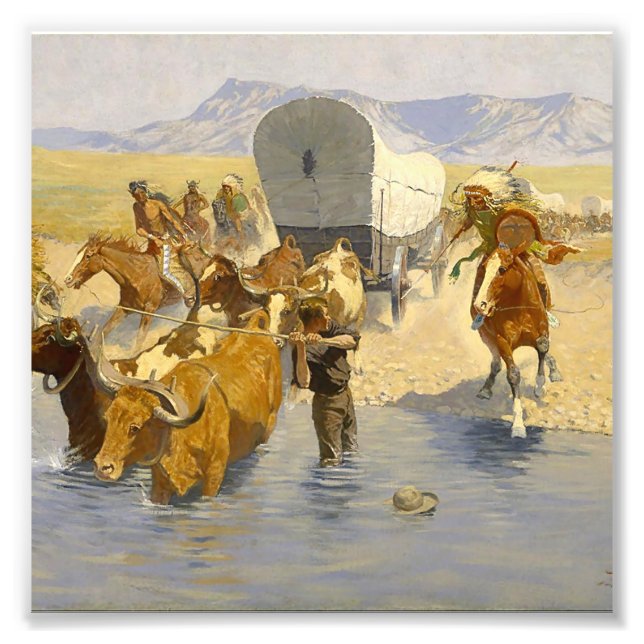 Foto Arte occidental de Frederic Remington “Los emigran (Frente)