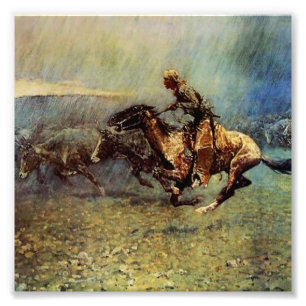 Foto Arte occidental de Frederick Remington "La estampi
