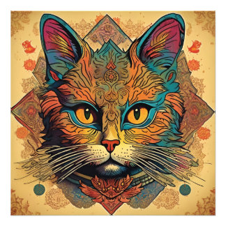Foto Arte pop vintage Louis Wain Style Cat