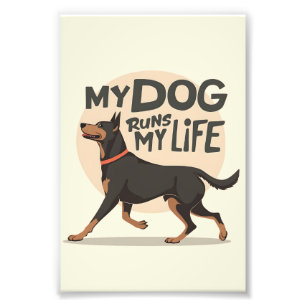 Foto Arte Retro Deportivo "Mi Perro Dirige Mi Vida" Dob