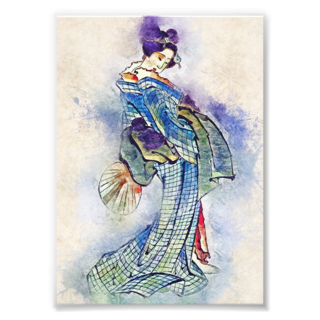 Foto Arte tradicional japonés Geisha Vintage Hokusai (Frente)