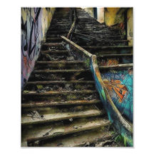 Arte urbano en escaleras Edificio abandonado
