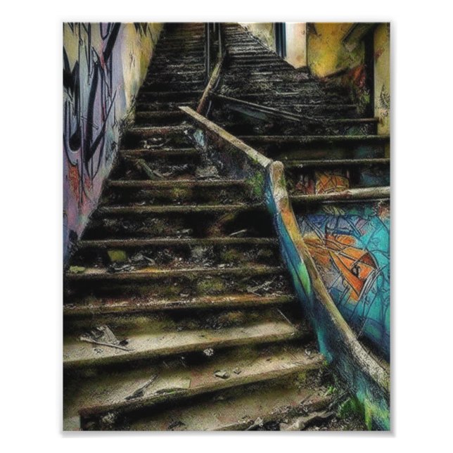 Foto Arte urbano en escaleras Edificio abandonado (Frente)