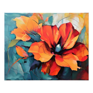 Foto Arte vibrante de flores rojas y Naranjas