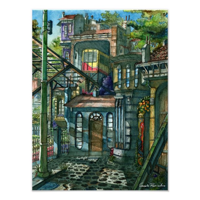 Foto Ascensor al atardecer (Acuarela) (Frente)