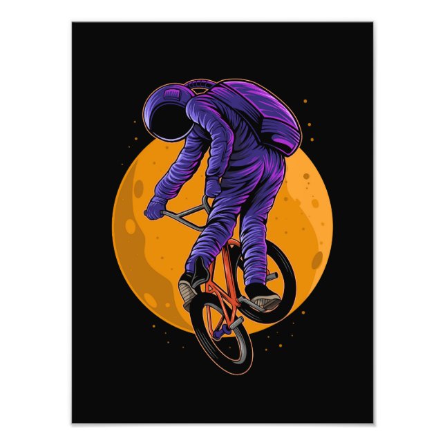 Foto Astronauta En Bicicleta Bmx En La Luna Halloween (Frente)