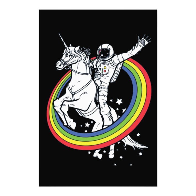 Foto Astronauta montando un unicornio  (Frente)