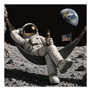 Foto Astronauta relajándose con cerveza en la Luna