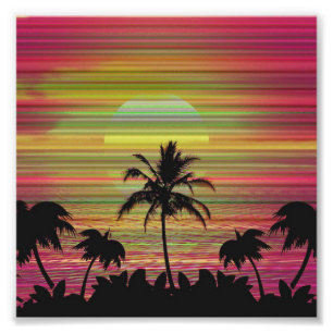 Foto Atardecer caribeño Vaporwave Estética Retro 80s 90
