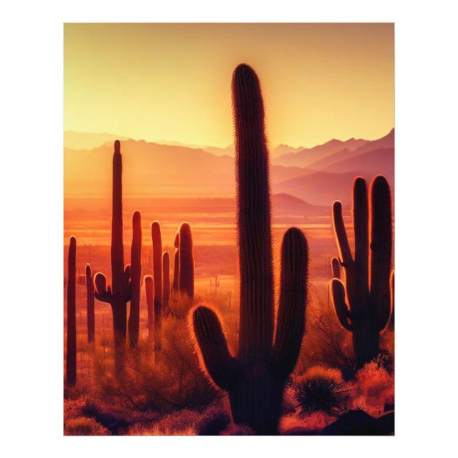 Foto Atardecer de cactus del desierto de Arizona (Frente)