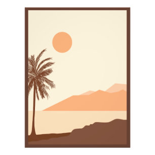Foto Atardecer de palmera, Isla, Arte abstracto boho
